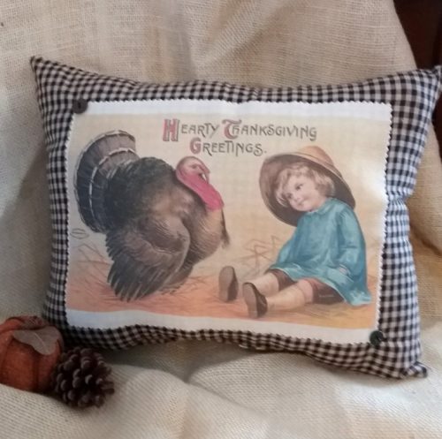 Handmade Vintage Victorian Thanksgiving Pillow Country Decor