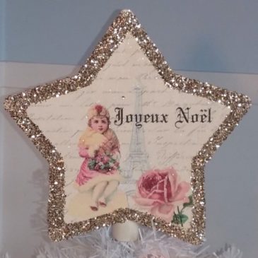 Handmade French Country Vintage Eiffel Tower Christmas Tree Topper