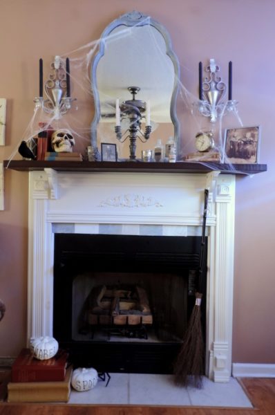 Haunted Library Inspired Halloween Mantel
