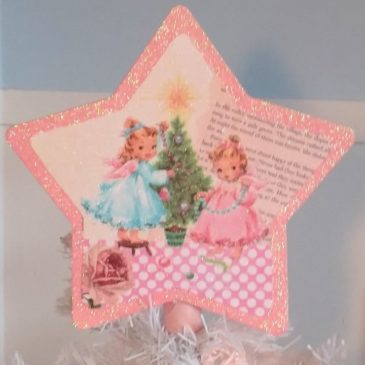 Handmade Shabby Pink Retro Kitsch Angel Christmas Tree Topper