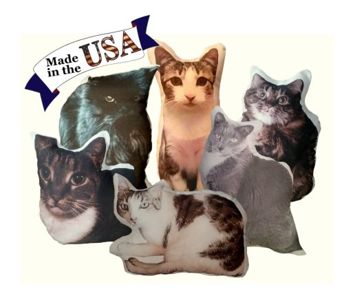 Personalized Cat Shaped Photo Pillow Made In The USA