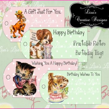 Printable Retro Children’s Birthday Gift Tags Digital Download
