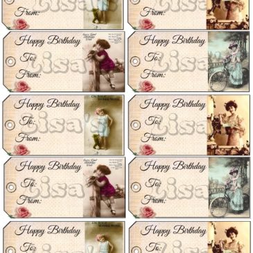 Printable Shabby Chic Birthday Gift Tags