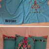 Before and After Pillow Made From Deceased Mothers Dress