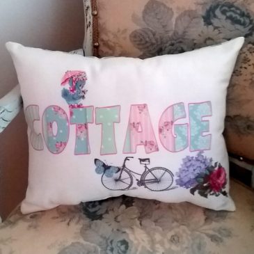 Handmade Patchwork COTTAGE Word Pillow