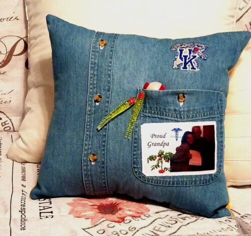 Custom Memory Pillow Made From Grandfathers Shirts With Photo