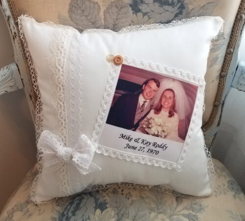 Embellished Memory Pillow with Photo and Patch