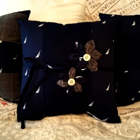 Memory Pillow With Handmade Flowers and Bow