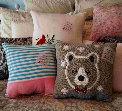 Memory Pillows Made From Clothing with Patches
