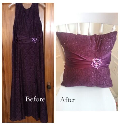 before and after keepsake memory pillow from a loved one's clothing