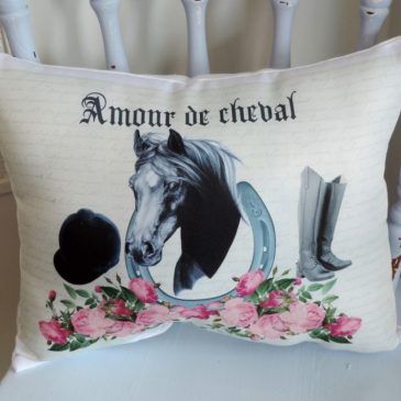 Handmade French Inspired Horse Throw Pillow