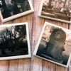 Creepy Cemetery Photo Coaster Set Black and White Halloween Coasters