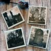 Creepy Cemetery Photo Coaster Set Black and White Halloween Coaster Set