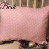 Pink and White Polka Dot Pillow Back