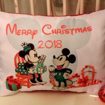 Handmade Vintage Disney Inspired Mickey and Minnie Mouse Christmas Pillow