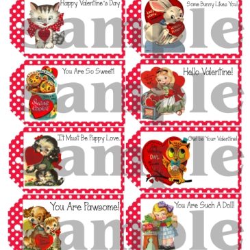 Printable Retro Vintage Valentine Gift Tags
