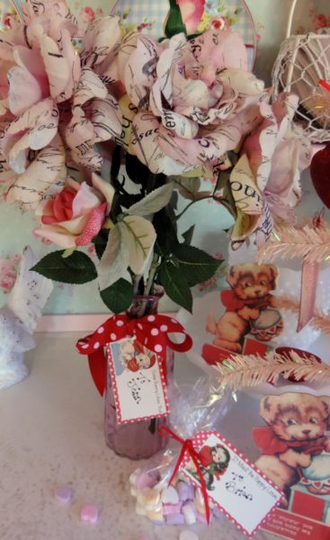 Vintage Inspired Valentine's Day Floral Bouquet with Retro Tag