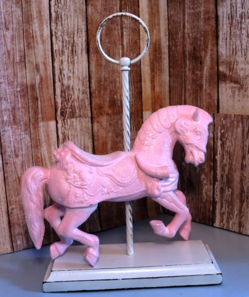 Pink Glittered Carousel Horse Figurine