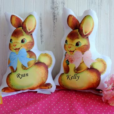 Handmade Personalized Stuffed Easter Bunny Rabbit Pillow
