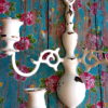 White Shabby Chic Distressed Vintage Painted Brass Candle Sconces Creative Lamps & Lighting