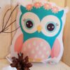 Pink and Blue Girl Owl Pillow Baby Gift Little Girl Gift