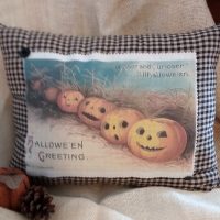 Vintage Victorian Jack O'Lantern Halloween Postcard Pillow