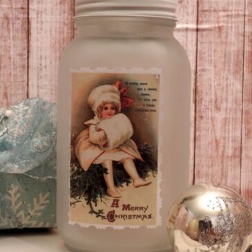 Handcrafted Victorian Girl Mason Jar Christmas Candle Holder
