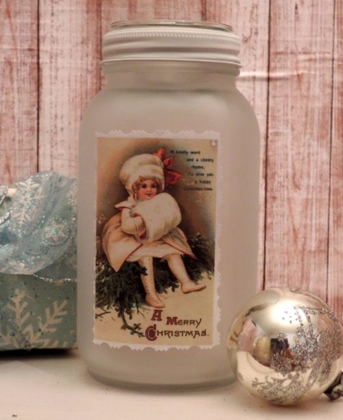 Handcrafted Victorian Girl Mason Jar Christmas Candle Holder Creative Lamps & Lighting