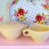 Vintage Yellow Boontonware Creamer and Sugar Bowl Three Piece Set For The Kitchen
