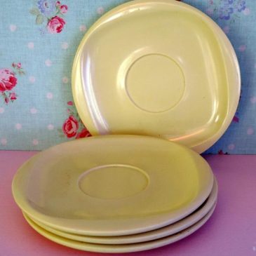 Vintage Yellow Boontonware Melmac Saucer Plates