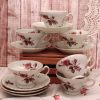 Vintage Fancy Footed Moss Rose Teacups and Saucer China Tea Set Shabby Chic Home Decor