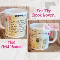 Personalized Vintage Inspired Book Lover’s Coffee Mug Cup Custom Made and Personalized Goods