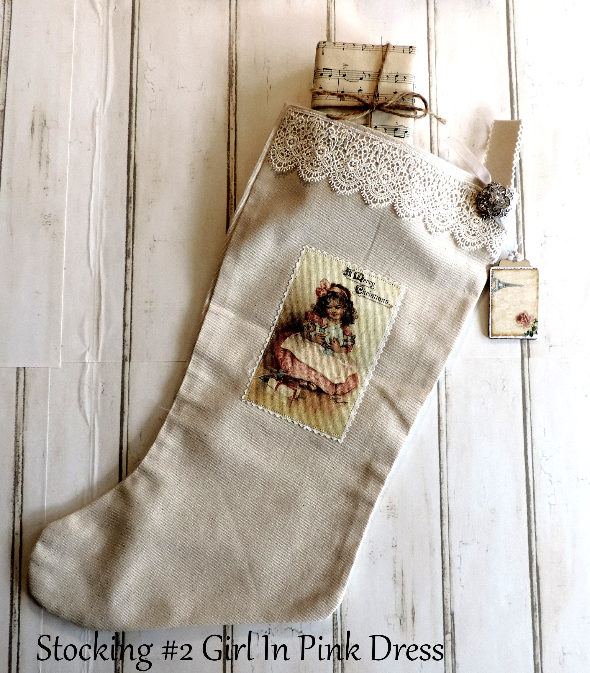 Handmade Victorian Girl Stocking