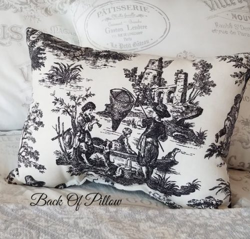 Handmade Country French Black Toile Accent Pillow Custom Pretty Pillows
