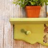 Handmade Green Vintage Inspired Bunny Rabbit Shelf with Pegs Shabby Chic Home Decor