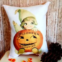 Handmade Retro Vintage Kitsch Trick Or Treater Halloween Pillow Custom Pretty Pillows