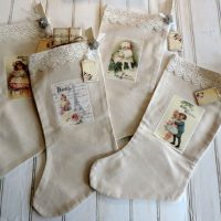 Vintage Victorian Style Heirloom Christmas Stocking Shabby Chic Home Decor