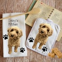 Personalized Pet Photo Kitchen Towel & Pot Holder Gift Set Gifts From The Heart