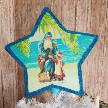 Handmade Vintage Inspired Turquoise Blue Nautical Beach Christmas Tree Topper