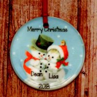 Personalized Snowman Couple Keepsake Christmas Tree Ornament Custom Made and Personalized Goods