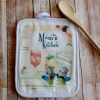 Personalized Retro Vintage Kitchen Pot Holder Featuring Vintage Recipe Pages