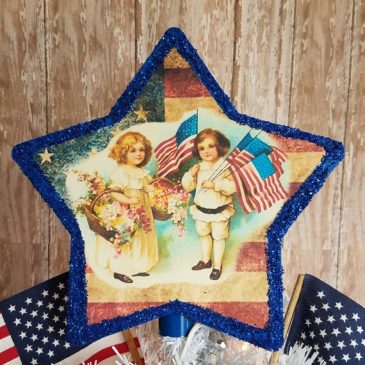 Handmade Vintage Victorian Patriotic Christmas Tree Topper