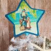 Handmade Vintage Inspired Turquoise Blue Nautical Beach Christmas Tree Topper Beach Cottage Decor