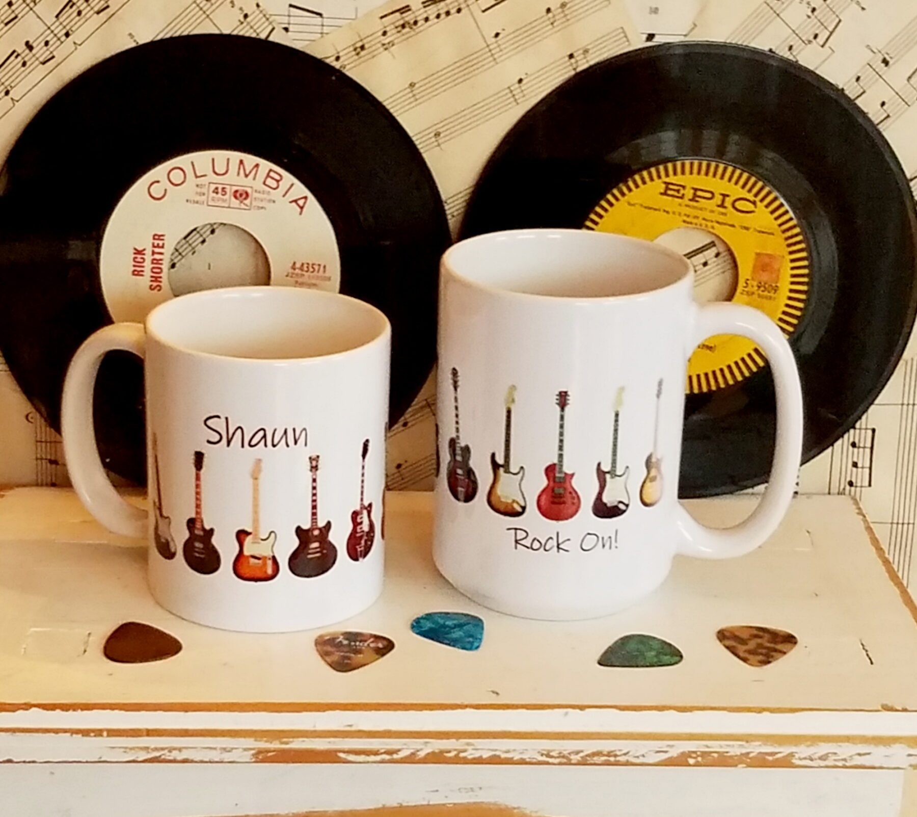 Personalized Electric Guitar Coffee Mug, Cup, Gift for Guitarist, Musician