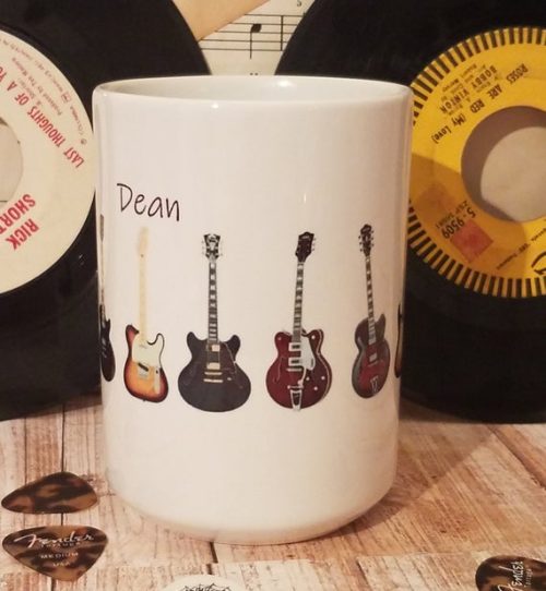 Personalized Electric Guitar Coffee Mug Coaster Sets and Mugs