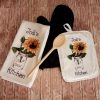 ersonalized Country Sunflower in Mason Jar Kitchen Towel Dish Cloth and Pot Holder Gift Set, Housewarming or Bridal Shower Gift