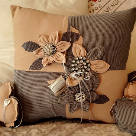 Fancy Memory Pillow Made From Loved Ones Clothing With Flowers