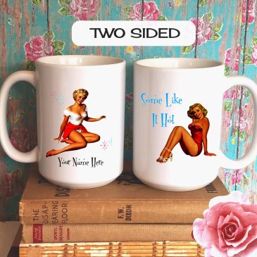 Personalized Retro Pinup Girl Coffee Mug Gift