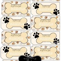 Printable Paw Print Dog Lover Bone Gift Tags Digital Download Printables & Craft Supplies