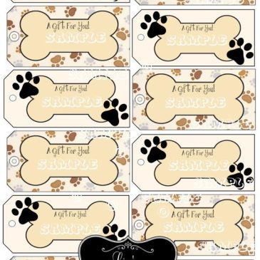 Printable Paw Print Dog Lover Bone Gift Tags Digital Download